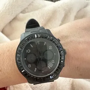 Michael Kors Oversized Chronograph Quartz Womens Boyfriend Watch - Black MK5395 Michael Kors Glitz Black Dial Chronograph Ladies Watch  main image 4